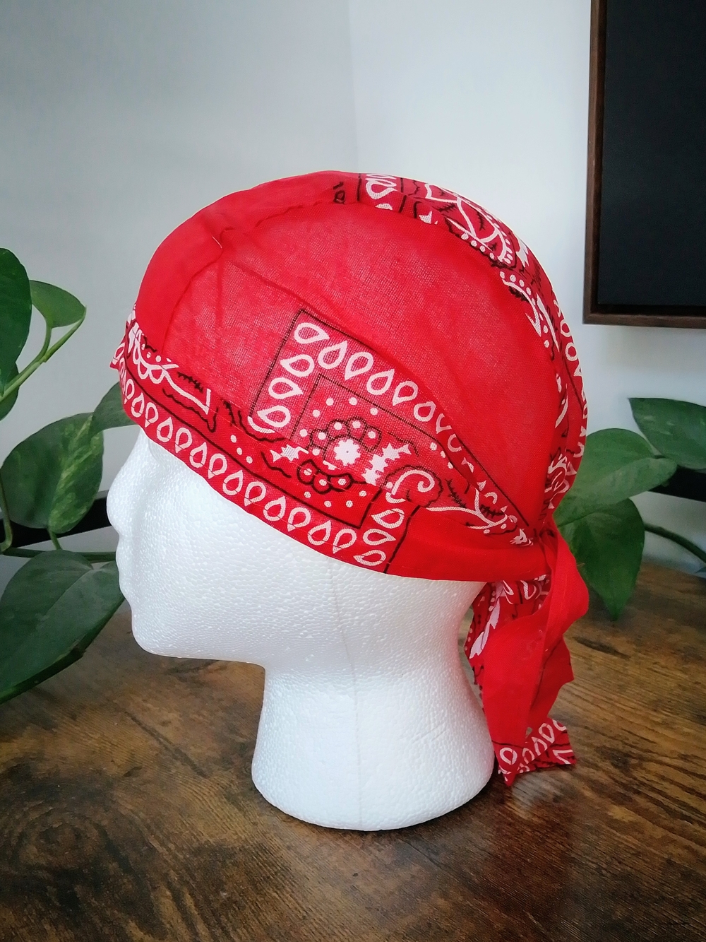 Red Paisley Head Scarf Bandana - Red Bandana Durag